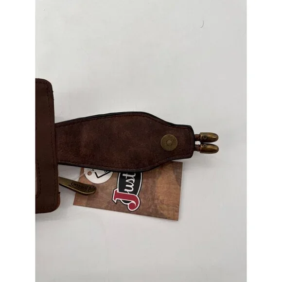 Justin Womens Wallet Bifold Metal Braided Vegan Leather Brown Western New - Picture 6 of 9